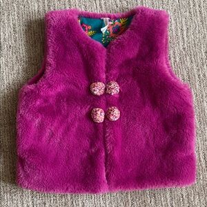 Matilda Jane Girls Magenta Purple Faux Fur Vest with Pom Pom Details